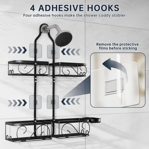 Miniatura 6 de Organizador de ducha de acero inoxidable para cabezales de ducha de mano, organizador de ducha que nunca se oxida, estante organizador de baño