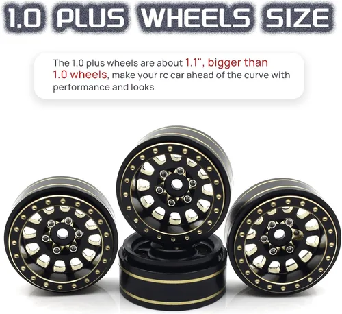 Miniatura 4 de 1.0 Plus Latón Beadlock Ruedas RC Juego de llantas de 1.48 oz/pcs 6 radios llantas para TRX4M Axial SCX24 FMS FCX24 1/18 1/24 RC Crawler Accesorios