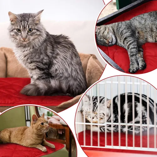 Miniatura 52 de Paquete de 4 Almohadillas Autocalentables para Gatos, Alfombrilla Autocalentable para Perros que Refleja el Calor Corporal, Almohadilla Térmica