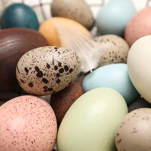 Miniatura 8 de Youuys Huevos de Pascua de madera para niños, huevos moteados de Pascua sintéticos, arte de bricolaje para manualidades para decoración del jardín