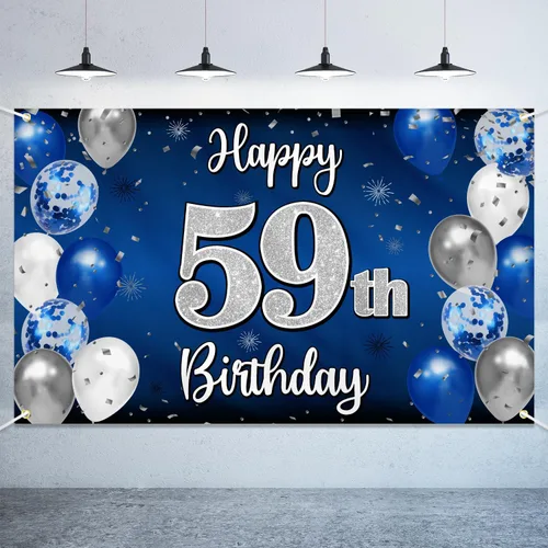 Miniatura 6 de Decoraciones de Feliz 11º Cumpleaños, Globo Azul y Plateado Grande Pancarta de Fondo de Cumpleaños, Brindemos por Once Años Suministros de Fiesta