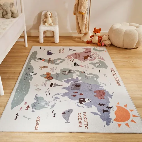 Miniatura 9 de SLEEP ZONE Alfombras infantiles para sala de juegos, alfombra de animales para dormitorio de niños y niñas, alfombra lavable para guardería