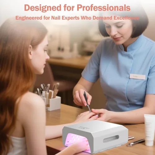 Miniatura 8 de NAILGIRLS Lámpara de uñas LED UV profesional de 60 W para salón y tecnología de uñas, 80 cuentas LED de esmalte de gel de secado rápido, recargable