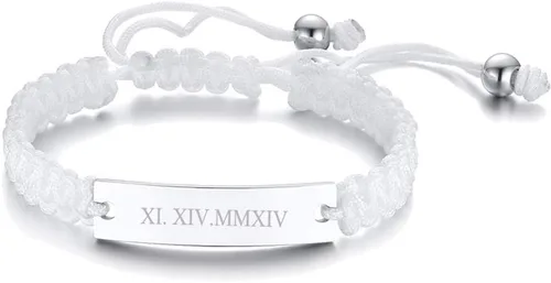 Miniatura 22 de MEALGUET Pulseras de ID Personalizadas para Parejas Grabado Personalizado Hecho a Mano Cuerda Trenzada Pulsera de Muñeca para Hombres Mujeres