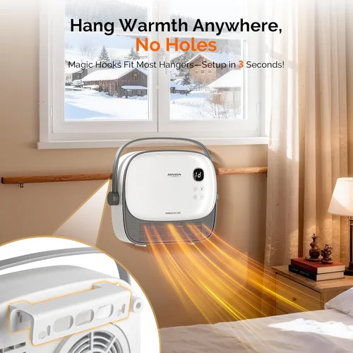 Miniatura 3 de ROVSUN Calentador de espacio pequeño de pared de 1500 W con control remoto, elemento de calefacción PTC y calentamiento rápido 3S, calentador