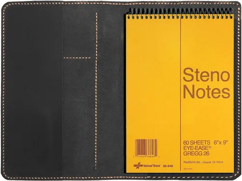 Miniatura 5 de Funda de cuero personalizada para bloc de notas Steno de 6"x9", cubierta de espiral de cuero hecha a mano, funda folio compatible con bloc de notas
