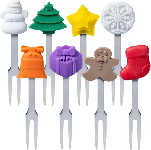 Miniatura 15 de Cucharas y tenedores pequeños de acero inoxidable y silicona, juego de 6 piezas, formas de frutas para frutas, queso, aperitivos Fruitilicious