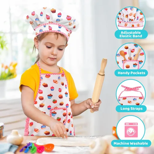 Miniatura 4 de Toyze Regalos de cumpleaños para niñas de 3 a 8 años Cosas lindas Delantal para niñas Juegos de cocina para niños Juguetes para niños pequeños Gorro