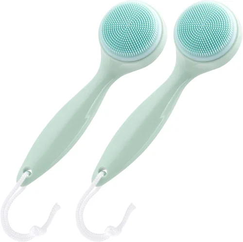 HINZIC Paquete de 2 cepillos de limpieza facial manual de silicona, agradable a la piel, impermeable, limpiador exfoliante para puntos negros,