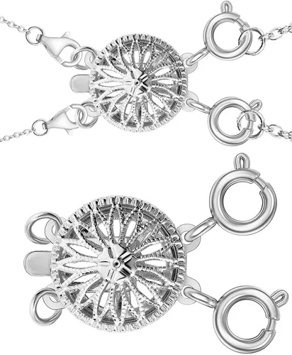 Miniatura 13 de Dailyacc Cierre de collar en capas para mujer, cierre de joyería deslizante de plata y oro de 14 quilates, conectores de pulsera