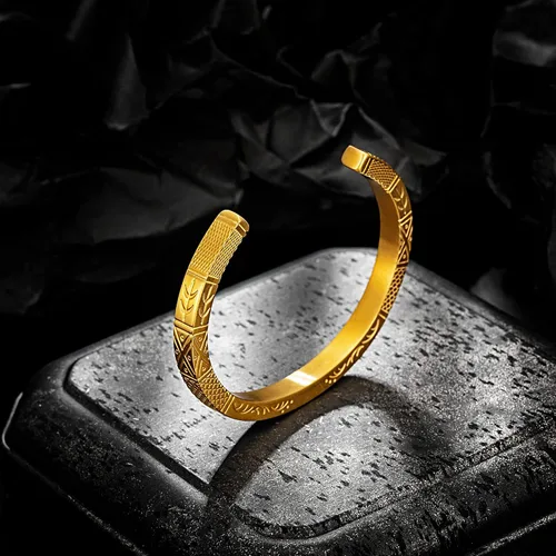 Miniatura 3 de murtoo Pulseras vikingas para hombre, de acero inoxidable, brazalete abierto, hecho a mano, tallado, inspirador, regalo para hombres, niños y él