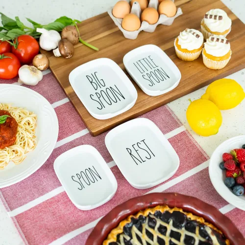Miniatura 9 de Heartland Home Soporte de cuchara de porcelana para estufa o encimera. Soporte para cuchara de cocina (grande/pequeño). Soporte para utensilios