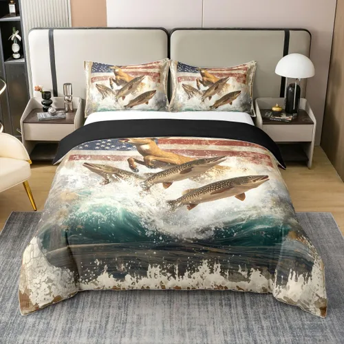 Miniatura 21 de Erosebridal American Flag 100% Cotton Bedding Set Twin Army Green Camo Duvet Cover Bear Claw Hunting Theme Comforter Cover Camoflage Camping
