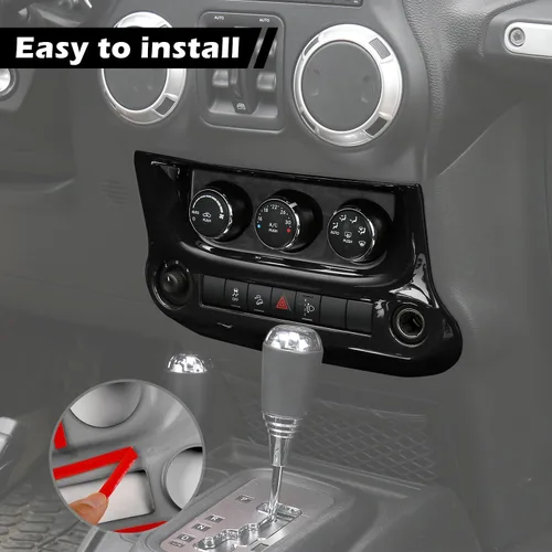 Miniatura 3 de RT-TCZ Para Jeep JK Negro Dash Console A/C Controles Cubierta Trim Panel para Jeep Wrangler JK JKU 2011-2017 ABS Interior Accesorios 1pc