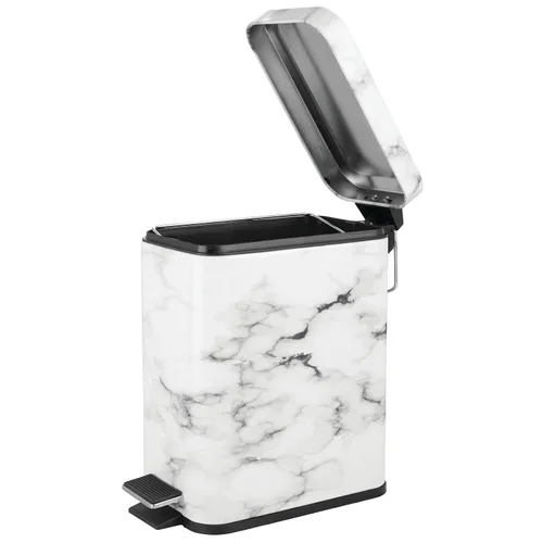 Miniatura 7 de mDesign Pequeño y moderno cubo de basura rectangular de metal con tapa y pedal de 1.3 galones, compacto, con cubo interior extraíble con asa