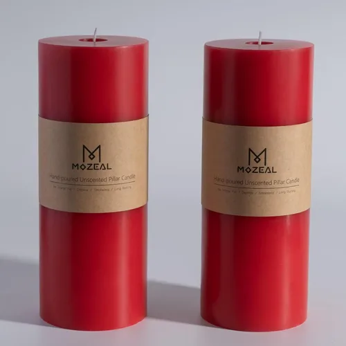 Miniatura 43 de MOZEAL Velas grandes sin perfume vertidas a mano de 3 x 8 pulgadas, sin humo, juego de 2, combustión lenta, sin goteo, aproximadamente 150 horas