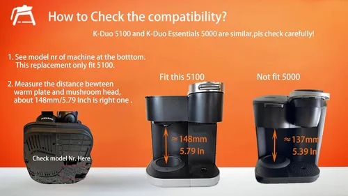 Miniatura 4 de Repuesto de cafetera de vidrio para 12 tazas, solo compatible con la cafetera KEURIG K-DUO 5100 de 12 tazas, no es compatible con K-Duo Essentials