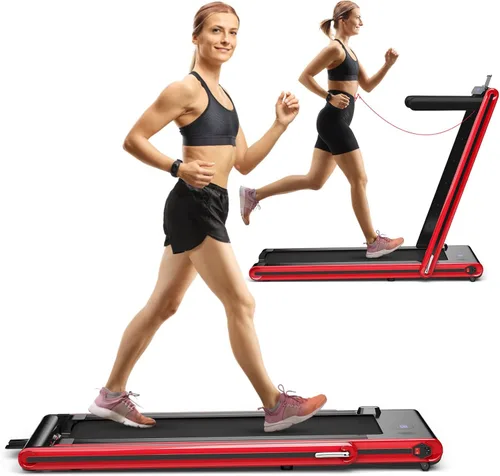 Miniatura 11 de Goplus Caminadora plegable 2 en 1, caminadora eléctrica de 2.25 HP para debajo del escritorio con pantalla LED, altavoz de dientes azules, Plateado