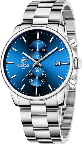 Miniatura 17 de GOLDEN HOUR Fashion Business - Relojes para hombre con cronógrafo, a prueba de agua, de acero inoxidable, reloj de cuarzo, con fecha automática