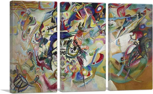 Miniatura 10 de ARTCANVAS Wassily Kandinsky - Lienzo decorativo de composición VII de 1913, pintura enmarcada estirada, póster con imagen giclée, decoración
