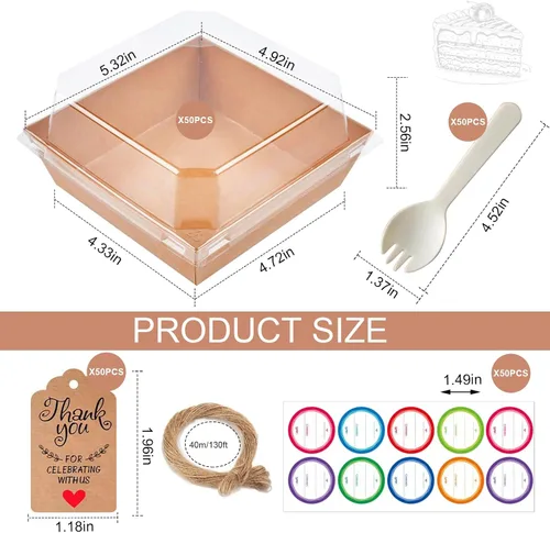 Miniatura 2 de 50 cajas de charcutería con tapas transparentes, recipientes de comida individuales para llevar, recipientes para llevar de 5 pulgadas, recipientes