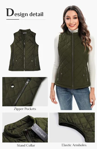 Miniatura 5 de Xeoxarel Chaleco acolchado para mujer, chaqueta acolchada sin mangas (XS-XXL)
