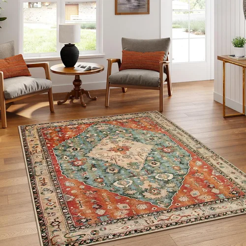 Miniatura 130 de Lahome Alfombra Bohemia Tribal Lavable de 3 x 5, Alfombras Antideslizantes para Entrada, Dormitorio, Sala de Estar, Vintage, Ultra Suave, No