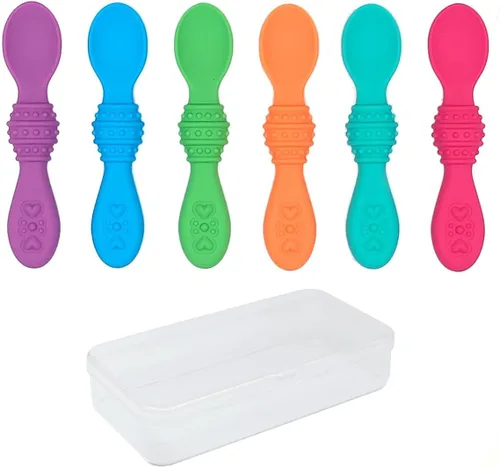 Miniatura 10 de Elk and Friends - Cucharas de silicona para bebés Estuche de viaje incluido Cuchara para bebés y niños pequeños de primera etapa Etapa
