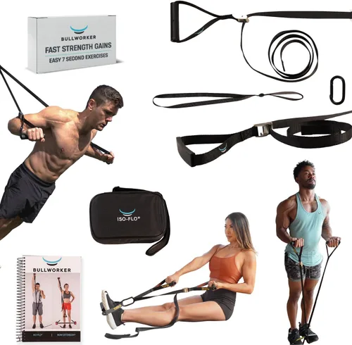 Bullworker Correas de entrenamiento de suspensión ISO-FLO, gimnasio portátil en casa para entrenamiento de fuerza de cuerpo completo, equipo de
