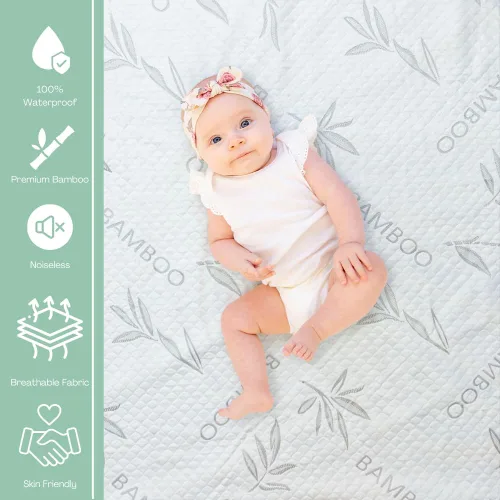 Miniatura 2 de Protector de colchón de rayón de bambú con cremallera + 1 protector de almohada, 100% impermeable, refrescante, tamaño individual, tela ultrasuave