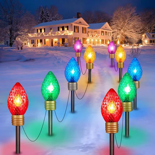 Miniatura 21 de Strawberry Jumbo C9 Luces de Camino de Navidad para Exteriores - 8.5 Pies 5 Luces LED C9 de Navidad, Luces C7 Cubiertas Jumbo Multicolor Luces