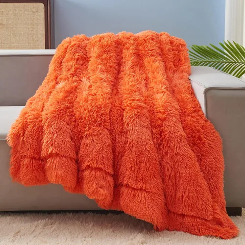 Miniatura 26 de GONAAP Manta de Tiro de Piel Sintética Mullida Tamaño Twin Rosa Claro Súper Suave Acogedora Felpa Mullida Lanuda para Sofá, Sillón o Cama