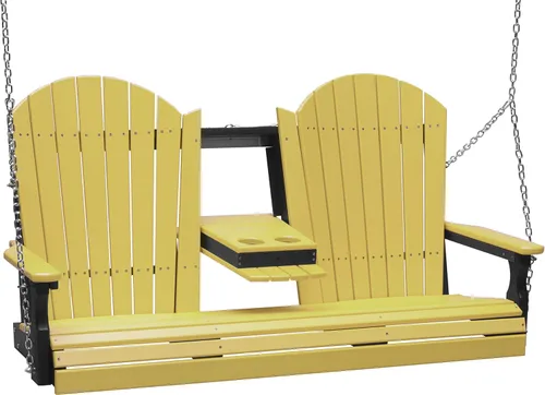 Miniatura 23 de LuxCraft Adirondack - Columpio colgante para porche delantero de 5 pies con consola abatible, asientos hasta 3, banco de columpio de patio al aire