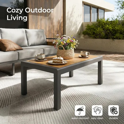 Miniatura 6 de ZANDOR Juego de muebles de aluminio para patio al aire libre, 4 piezas de metal moderno, sofá seccional para conversación al aire libre con mesa