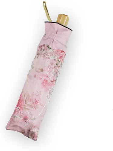 Miniatura 5 de Honeystore Paraguas Plegable Anti-UV del bordado del cordón de la impresión de la flor