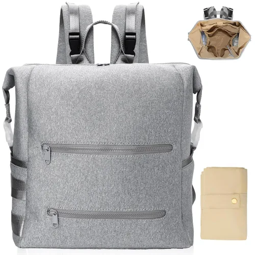 Miniatura 10 de Omanmoli Mochila para pañales, bolsa grande de neopreno para niños y niñas con 15 organizadores de bolsas de pañales, 2 bolsillos aislados, Negro