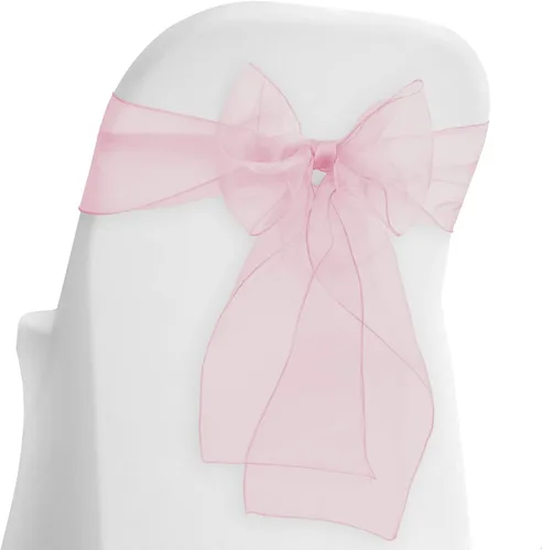 Miniatura 11 de Lann's Linens - 100 elegantes fundas de organza para silla de boda/fiesta Fajas/lazos - Cinta para atar en la parte trasera - Azul bebé