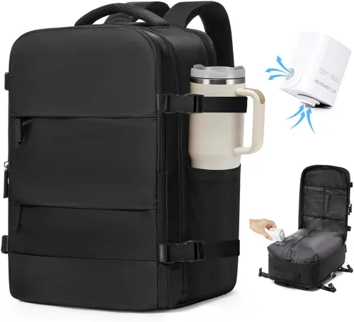 Miniatura 18 de VGCUB - Mochila grande para viaje, trabajo, negocios, mochila para laptop aprobada como equipaje de mano para vuelos, unisex, Negro -, Grande, Large