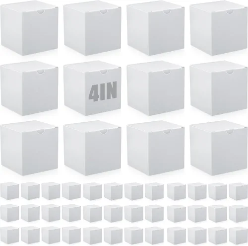 Miniatura 16 de Zhehao - Paquete de 48 cajas de regalo pequeñas de 10,2 x 10,2 x 10,2 cm, cajas de papel kraft cúbicas coloridas al por mayor, con tapas