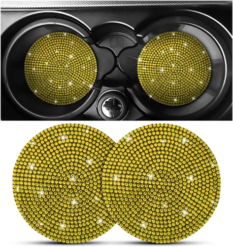 Miniatura 14 de Osilly – Portavasos para auto con brillantes, 2 unidades, diamantes de imitación, antideslizantes, portavasos universales de 2.75 pulgadas