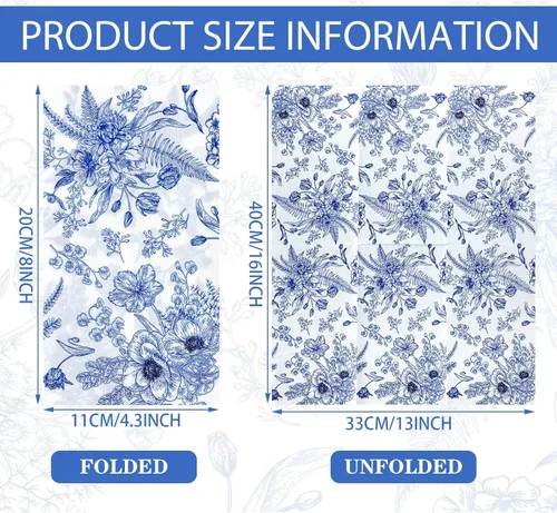 Miniatura 2 de Fuutreo 200 servilletas florales azules para invitados, regalos de despedida de soltera, toallas de mano desechables para baño, servilletas Rústico