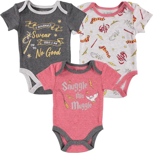 Harry Potter Body de manga corta para bebé, paquete múltiple de regalo para bebé niña o niño, ropa de bebé