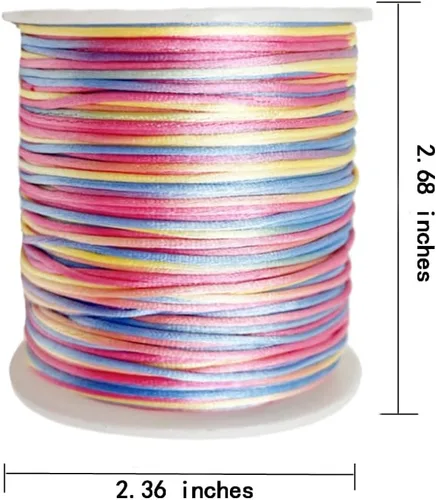 Miniatura 4 de Cordón de nailon teñido de 0.039 pulgadas x 100 yardas, hilo de cuentas para collares de macramé de cola de ratón, pulseras de amistad, fabricación