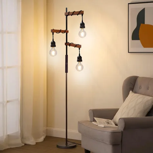 Miniatura 5 de Lámpara de pie industrial regulable, moderna lámpara de pie de árbol de granja para sala de estar, dormitorio, oficina, decoración rústica del hogar
