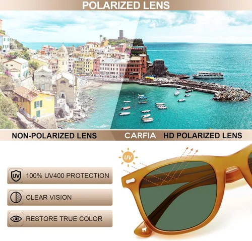 Miniatura 10 de CARFIA Lentes de sol polarizados cuadrados para hombre, protección UV400, acetato retro, hechos a mano, hechos a mano