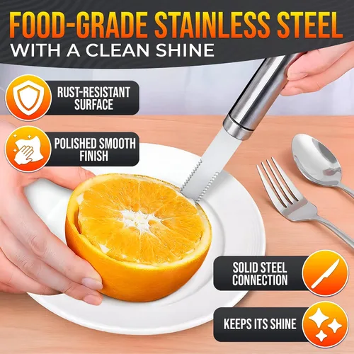 Miniatura 4 de Cuchillo de toronja con doble hoja dentada curva, cortador y pelador de frutas cítricas de acero inoxidable con mango ergonómico, apto
