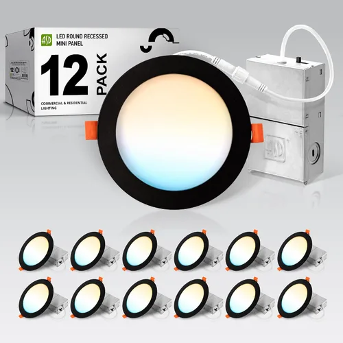 Miniatura 9 de ASD Paquete de 6 luces LED empotrables de 4 pulgadas, 12 W, 5 CCT 2700K-5000K CRI90+, luces de techo regulables ultrafinas con clasificación IC