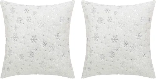 Miniatura 8 de MOJUN Fundas de almohada de Navidad, paquete de 2 fundas de almohada decorativas suaves y bonitas con fundas de almohada impresas con purpurina