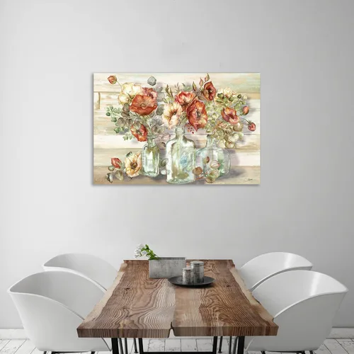 Miniatura 2 de Jaxson Rea Tre Sorelle Studios - Lienzo envuelto en galería "Poppies In Vintage Glass Bottles", 59.8 x 39.8 in