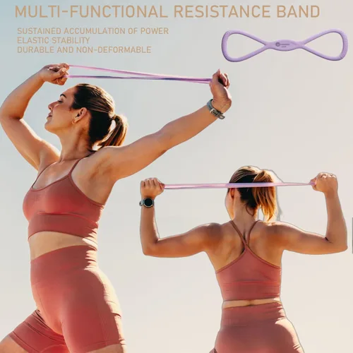 Miniatura 7 de Figura 8 bandas de resistencia para mujeres y hombres – Cuerda de tracción de silicona de 15 libras para entrenamiento de hombros, espalda y brazos